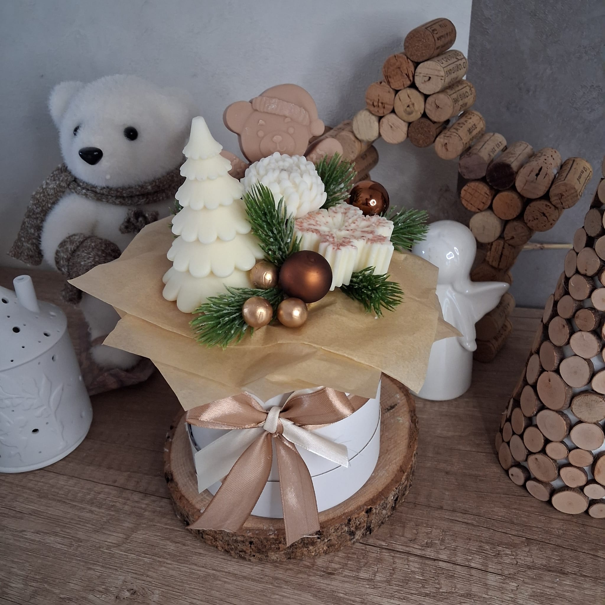 Bouquet fondant Noël - Lutins de Noël dans sa forêt enchantée
